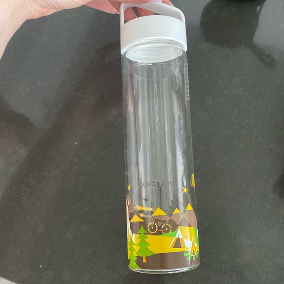 Starbucks Colorado Glass Water Bottle retired "You Are Here" Plastic Top 18.5 OZ - Picture 1 of 6